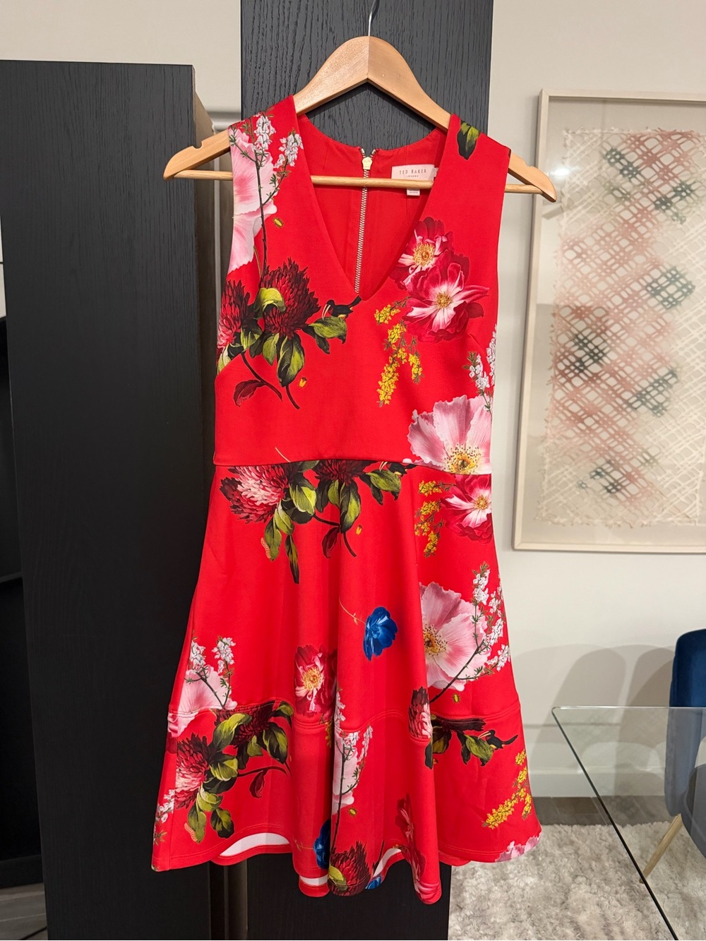 Ted Baker Red Floral Fit-and-Flare Dress